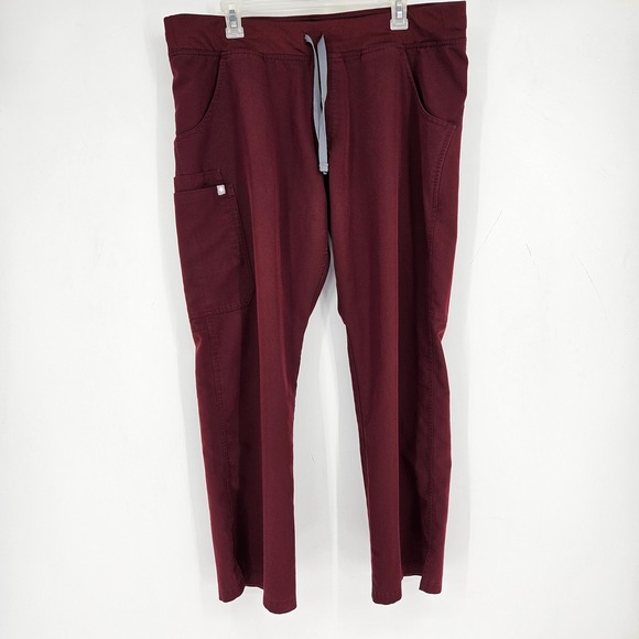 Figs Pants - Figs Scrub Pants Womens Extra Large Petite Kade Cargo Pockets Medical Burgundy